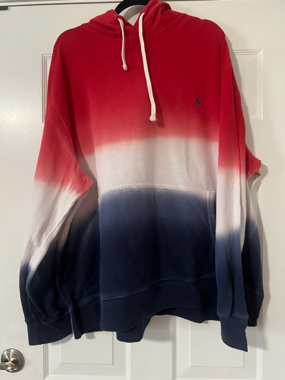 Ralph Lauren Red White Navy Dip-Dye Pullover Hoodie